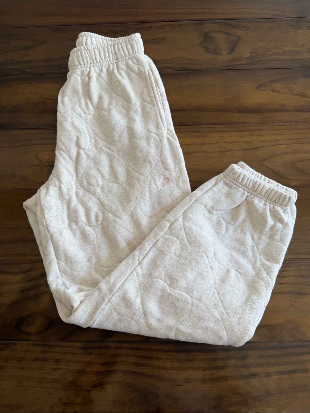 PINK Victoria's Secret Quilted Heart Joggers - Cream